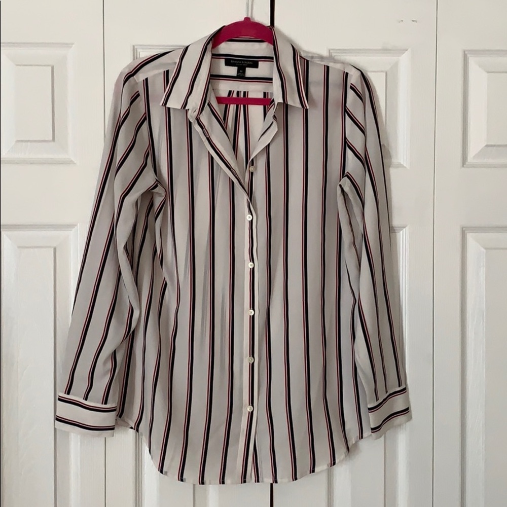 Banana Republic silky shirt, red white & blue, M